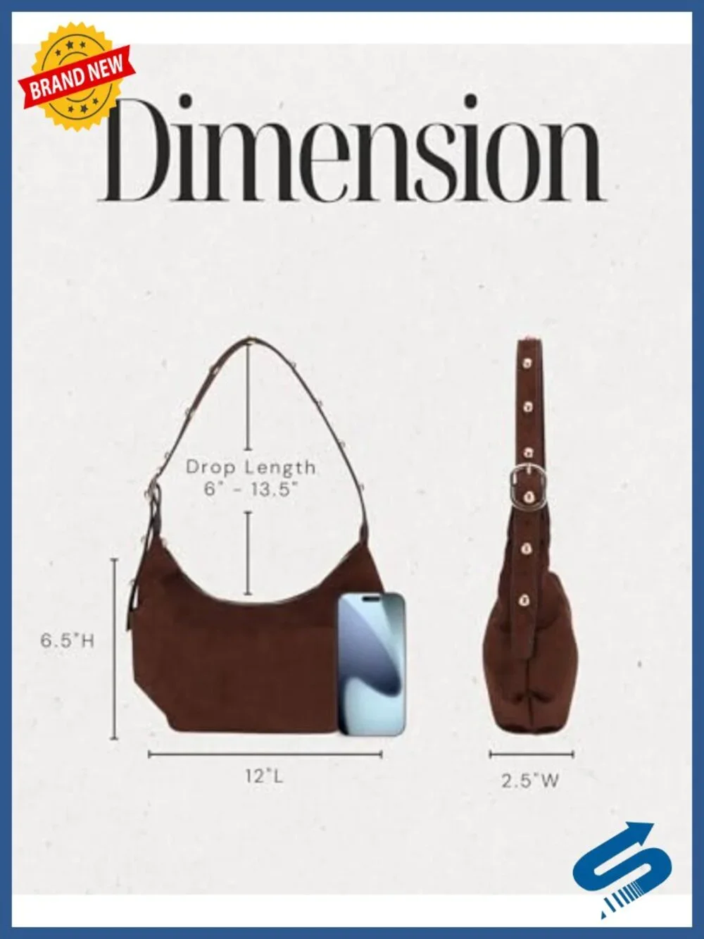 Women's Vegan Suede Hobo Shoulder Bag Adjustable Strap Purse